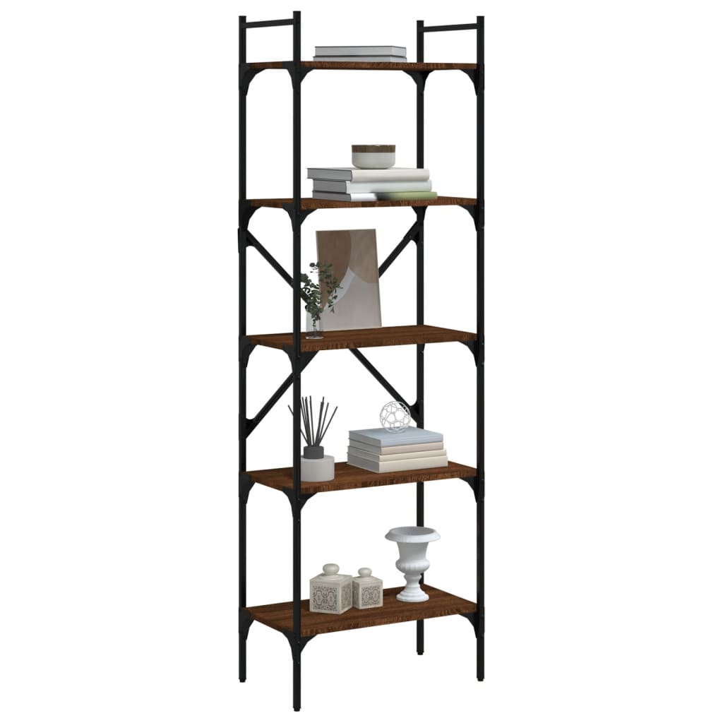 vidaXL Bibliotecă cu 5 niveluri, stejar maro, 56x31,5x174 cm, lemn vidaXL Bibliotecă cu 5 niveluri, stejar maro, 56x31,5x174 cm, lemn