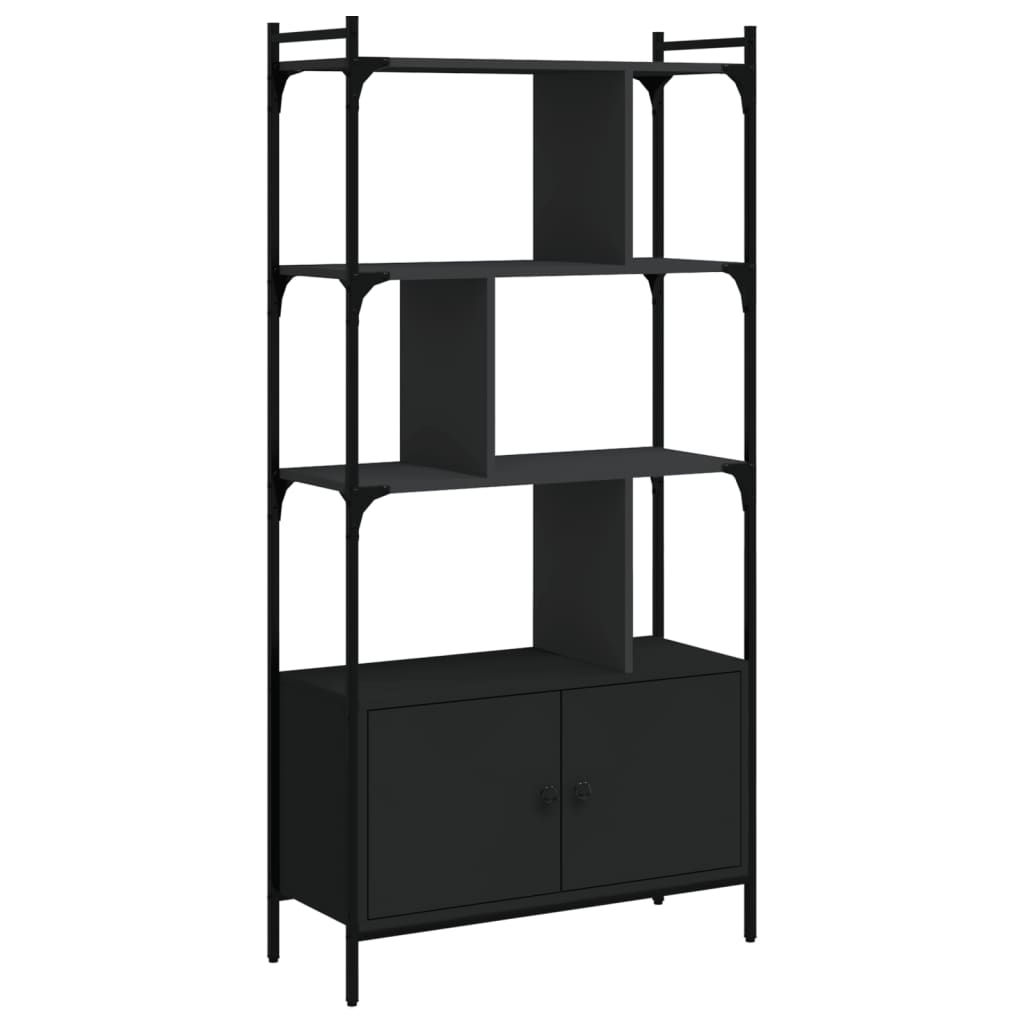 vidaXL Bibliotecă cu uși, negru, 76,5x30x154,5 cm, lemn compozit