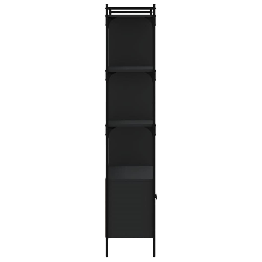 vidaXL Bibliotecă cu uși, negru, 76,5x30x154,5 cm, lemn compozit