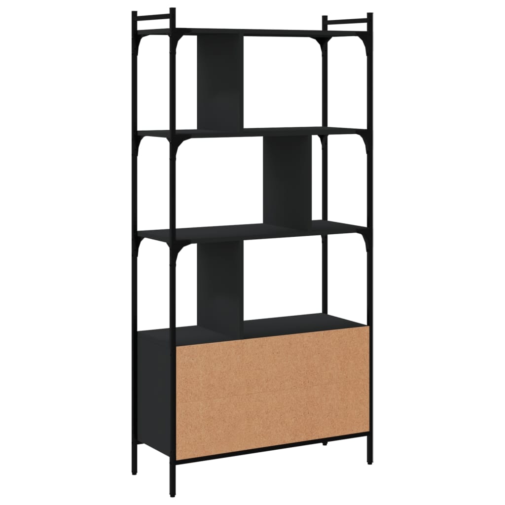 vidaXL Bibliotecă cu uși, negru, 76,5x30x154,5 cm, lemn compozit