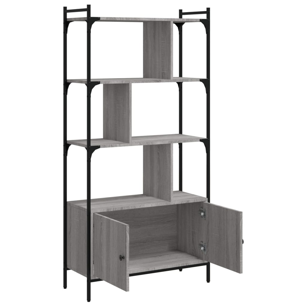 vidaXL Bibliotecă cu uși gri sonoma 76,5x30x154,5 cm lemn compozit
