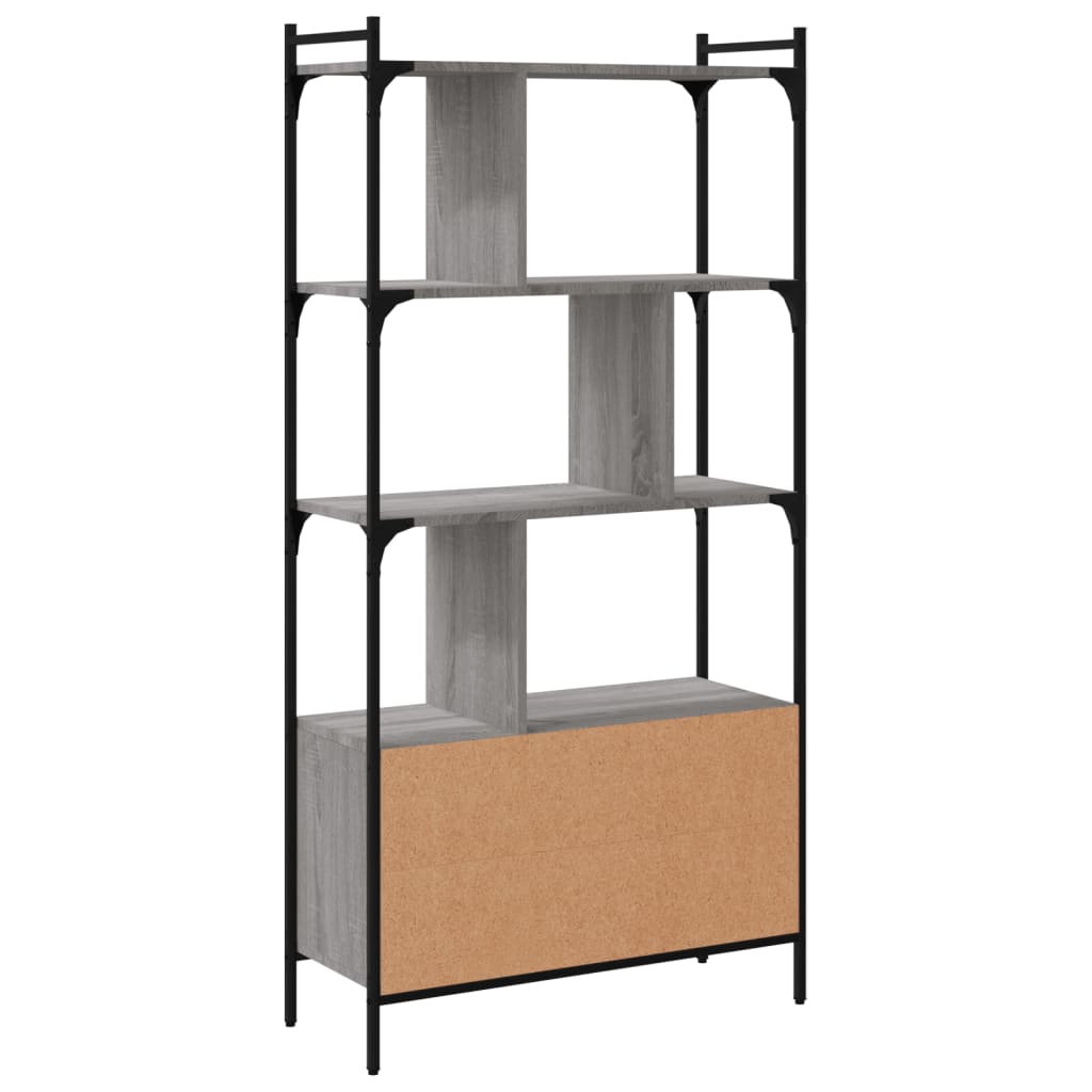 vidaXL Bibliotecă cu uși gri sonoma 76,5x30x154,5 cm lemn compozit