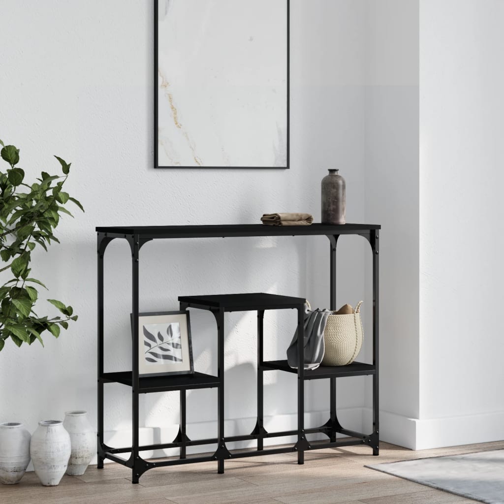 vidaXL Măsuță consolă, negru, 89,5x28x76 cm, lemn prelucrat vidaXL Măsuță consolă, negru, 89,5x28x76 cm, lemn prelucrat