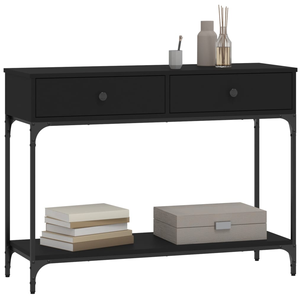 vidaXL Măsuță consolă, negru, 100x34,5x75 cm, lemn compozit vidaXL Măsuță consolă, negru, 100x34,5x75 cm, lemn compozit