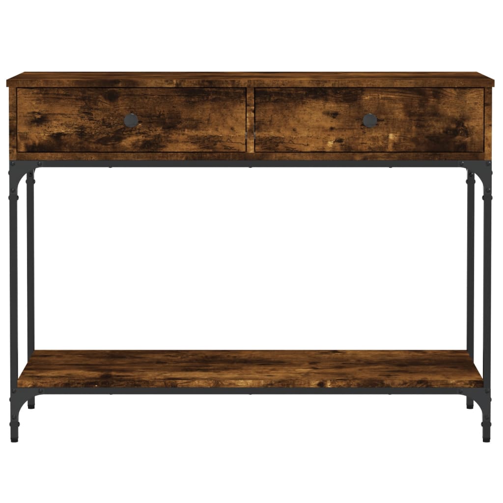 vidaXL Măsuță consolă, stejar fumuriu, 100x34,5x75 cm, lemn prelucrat vidaXL Măsuță consolă, stejar fumuriu, 100x34,5x75 cm, lemn prelucrat