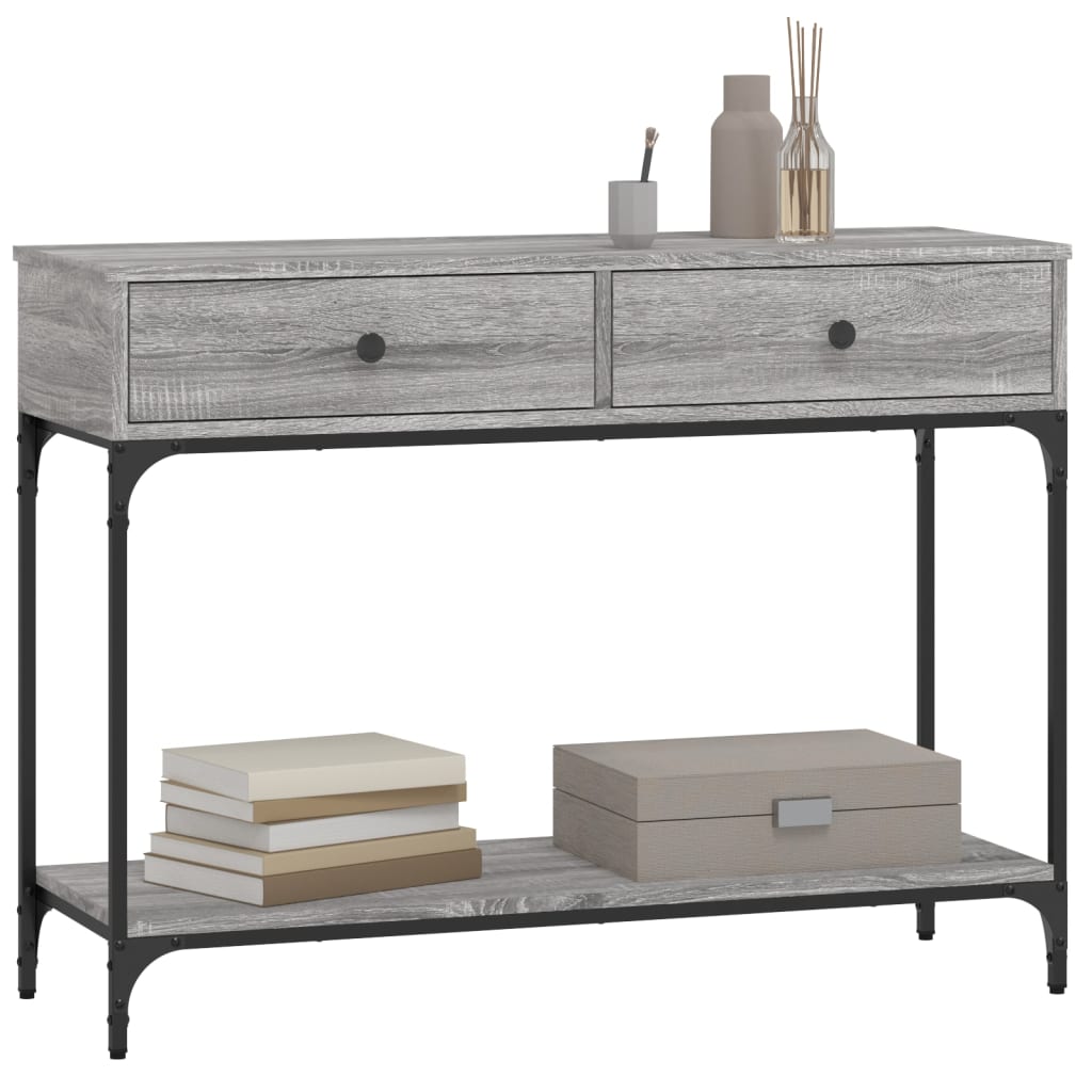 vidaXL Măsuță consolă, gri sonoma, 100x34,5x75 cm, lemn prelucrat vidaXL Măsuță consolă, gri sonoma, 100x34,5x75 cm, lemn prelucrat