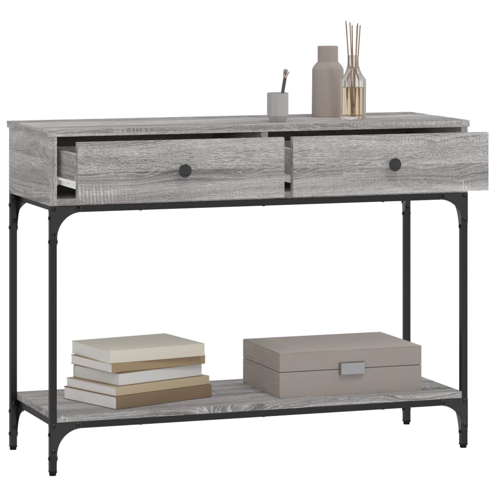 vidaXL Măsuță consolă, gri sonoma, 100x34,5x75 cm, lemn prelucrat vidaXL Măsuță consolă, gri sonoma, 100x34,5x75 cm, lemn prelucrat