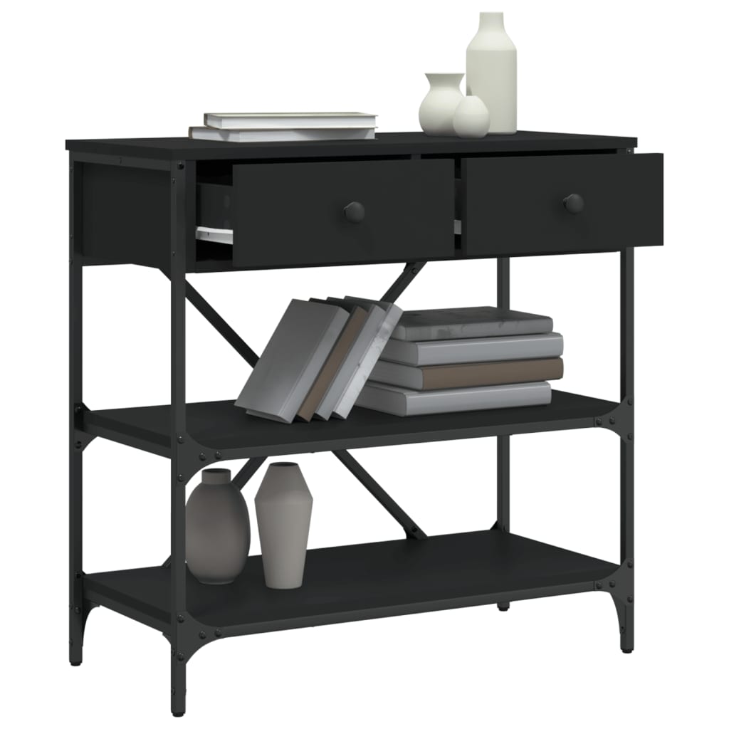 vidaXL Masă consolă, negru, 75x34,5x75 cm, lemn prelucrat