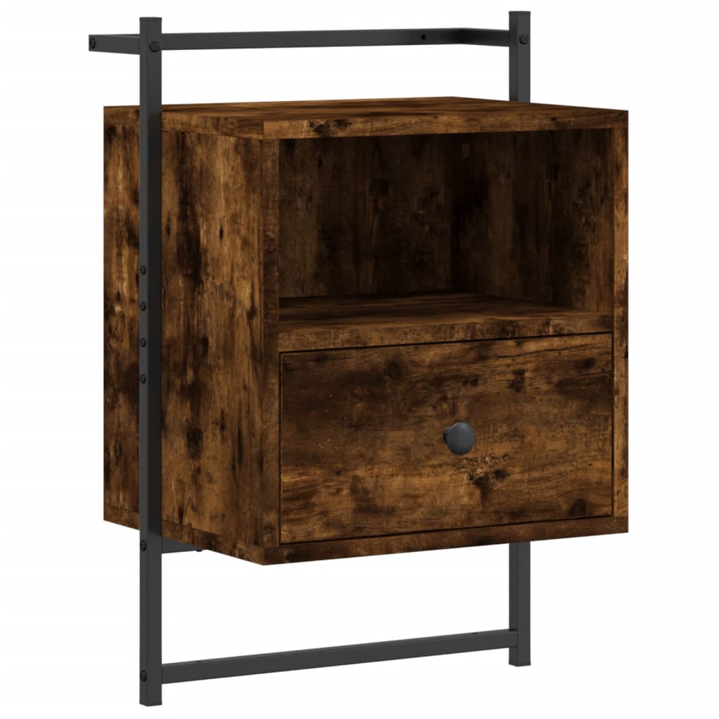 vidaXL Noptiere de perete, 2 buc., stejar fumuriu, 40x30x61 cm, lemn