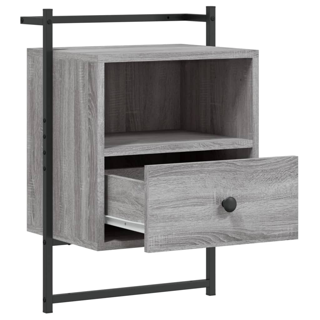 vidaXL Noptieră de perete, gri sonoma, 40x30x61 cm, lemn prelucrat vidaXL Noptieră de perete, gri sonoma, 40x30x61 cm, lemn prelucrat