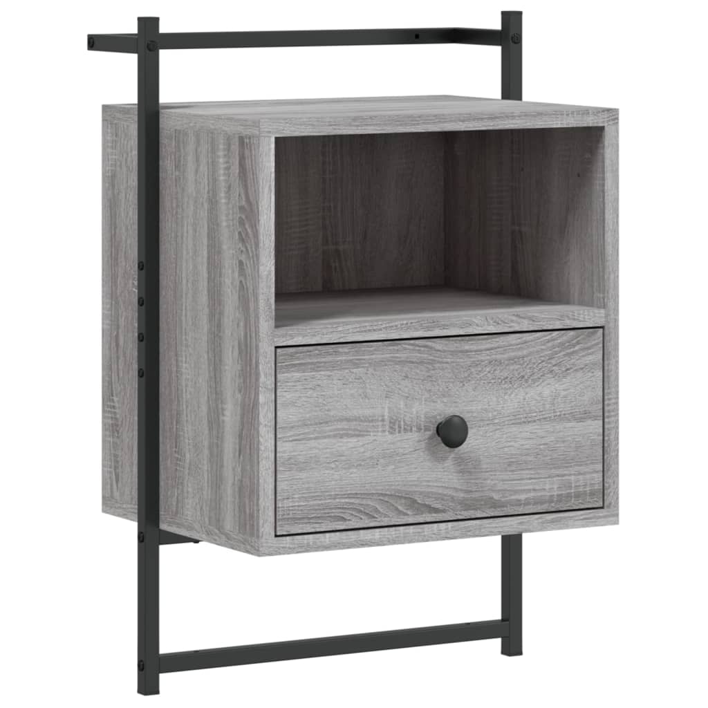 vidaXL Noptiere de perete, 2 buc., gri sonoma, 40x30x61 cm, lemn