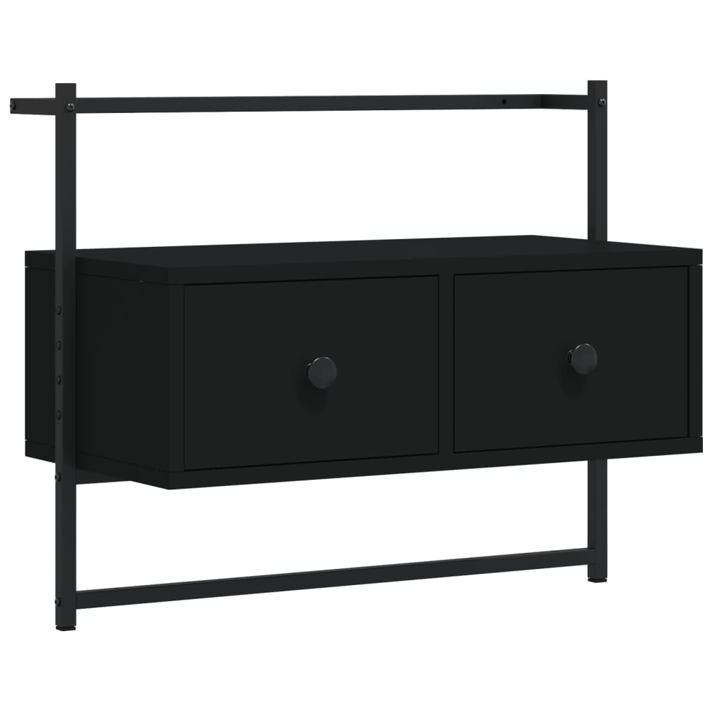 vidaXL Dulap TV montat pe perete, negru, 60,5x30x51 cm, lemn prelucrat