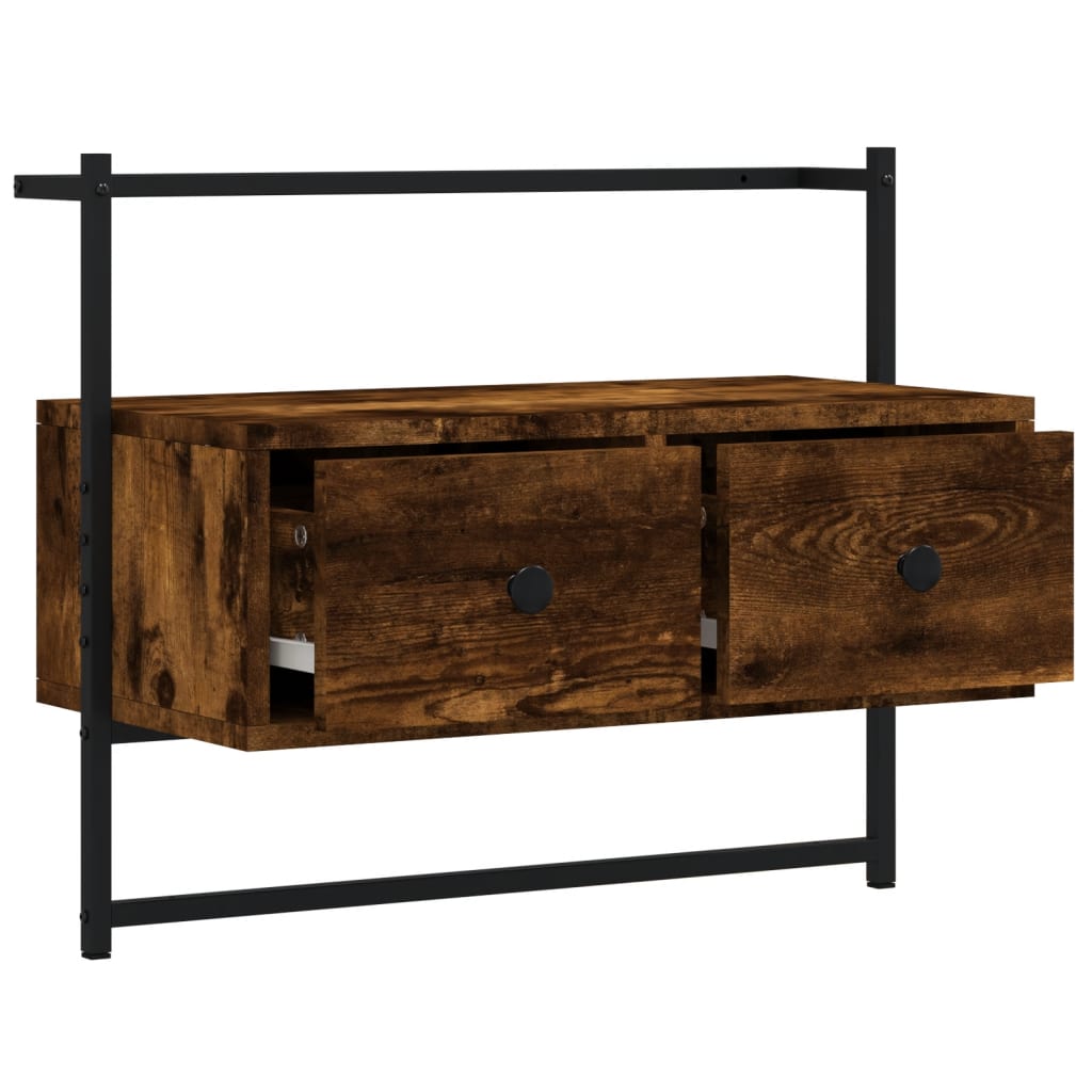 vidaXL Dulap TV montat pe perete, stejar fumuriu, 60,5x30x51 cm, lemn