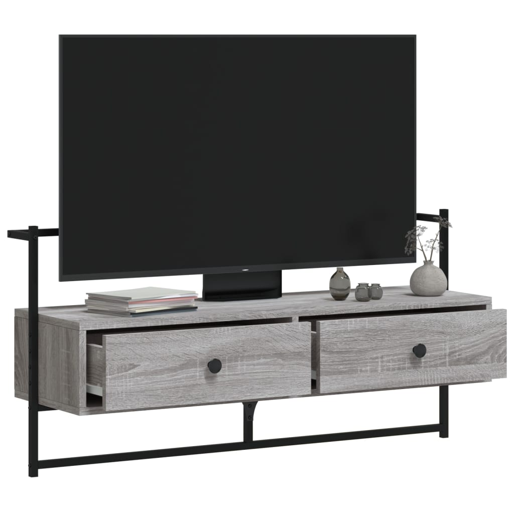 vidaXL Dulap TV montat pe perete, gri sonoma, 100,5x30x51 cm, lemn