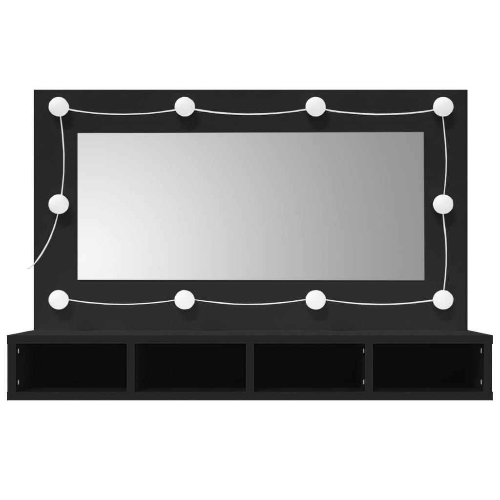 vidaXL Dulap cu oglindă și LED, negru, 90x31,5x62 cm vidaXL Dulap cu oglindă și LED, negru, 90x31,5x62 cm