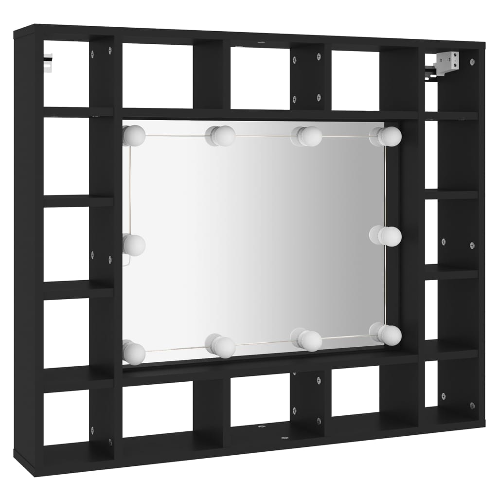 vidaXL Dulap cu oglindă cu LED, negru, 91x15x76,5 cm vidaXL Dulap cu oglindă cu LED, negru, 91x15x76,5 cm