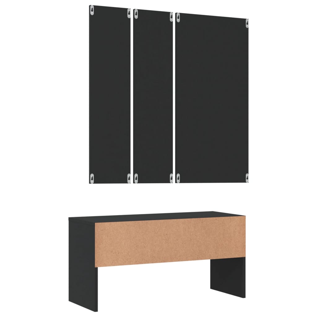 vidaXL Set de mobilier pentru hol, negru, lemn prelucrat