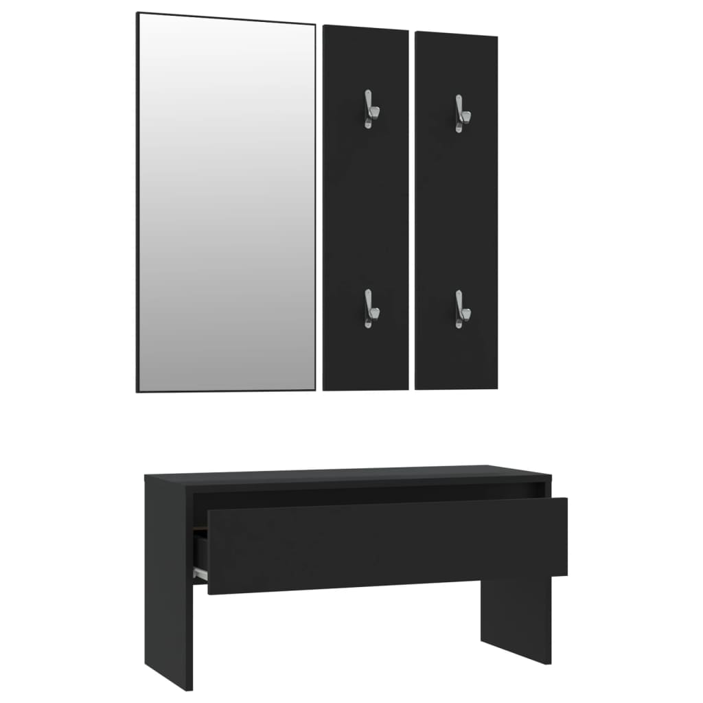 vidaXL Set de mobilier pentru hol, negru, lemn prelucrat