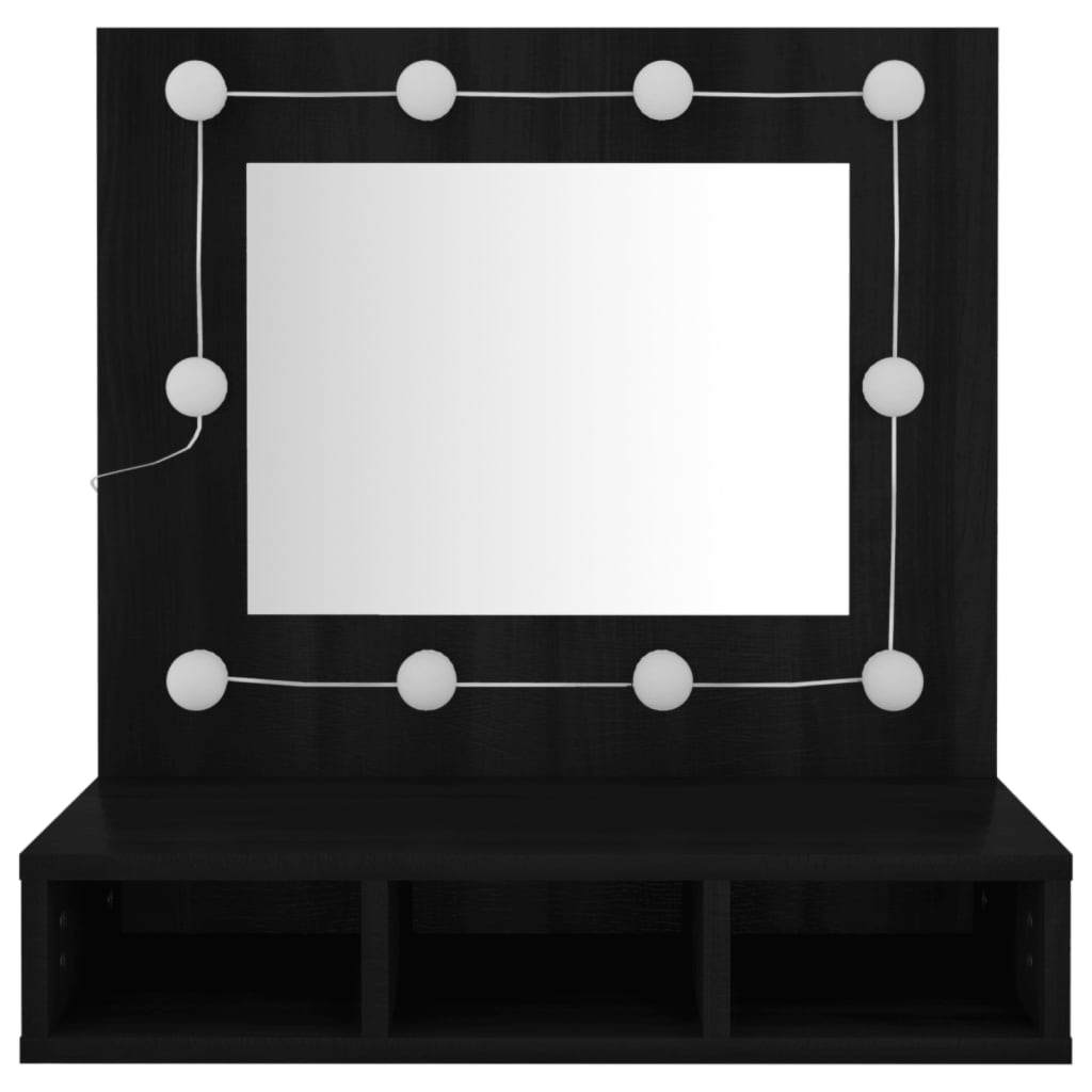 vidaXL Dulap cu oglindă și LED, negru, 60x31,5x62 cm vidaXL Dulap cu oglindă și LED, negru, 60x31,5x62 cm
