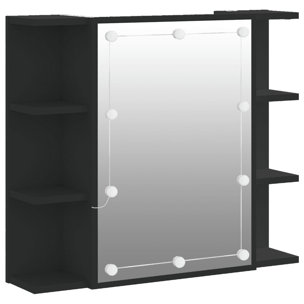 vidaXL Dulap cu oglindă și LED, negru, 70x16,5x60 cm vidaXL Dulap cu oglindă și LED, negru, 70x16,5x60 cm