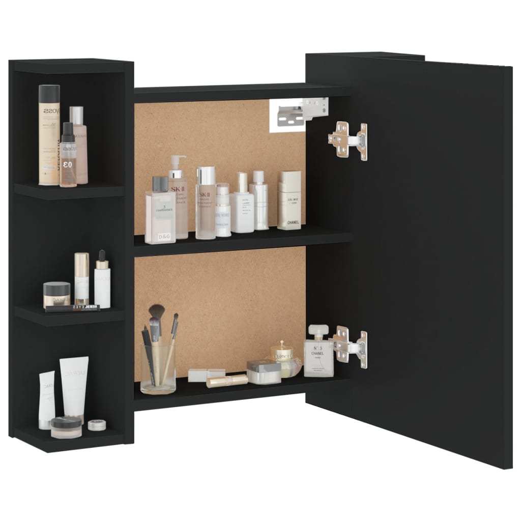 vidaXL Dulap cu oglindă și LED, negru, 70x16,5x60 cm vidaXL Dulap cu oglindă și LED, negru, 70x16,5x60 cm