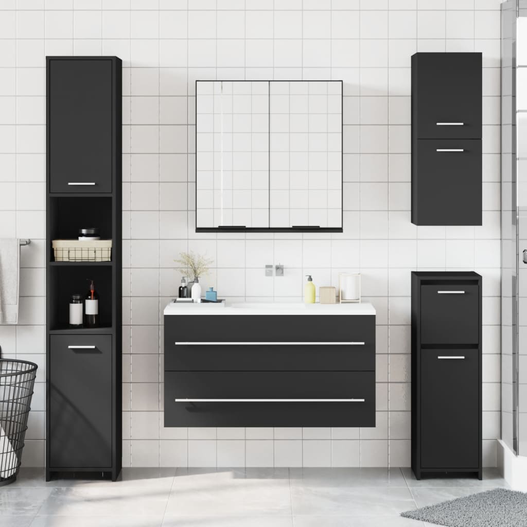 vidaXL Dulap baie cu oglindă negru 64x20x67 cm lemn compozit vidaXL Dulap baie cu oglindă negru 64x20x67 cm lemn compozit