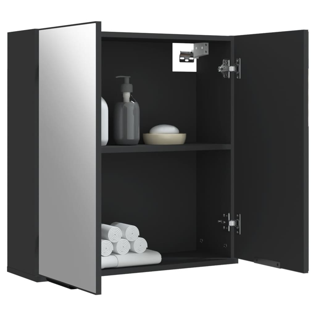 vidaXL Dulap baie cu oglindă negru 64x20x67 cm lemn compozit vidaXL Dulap baie cu oglindă negru 64x20x67 cm lemn compozit