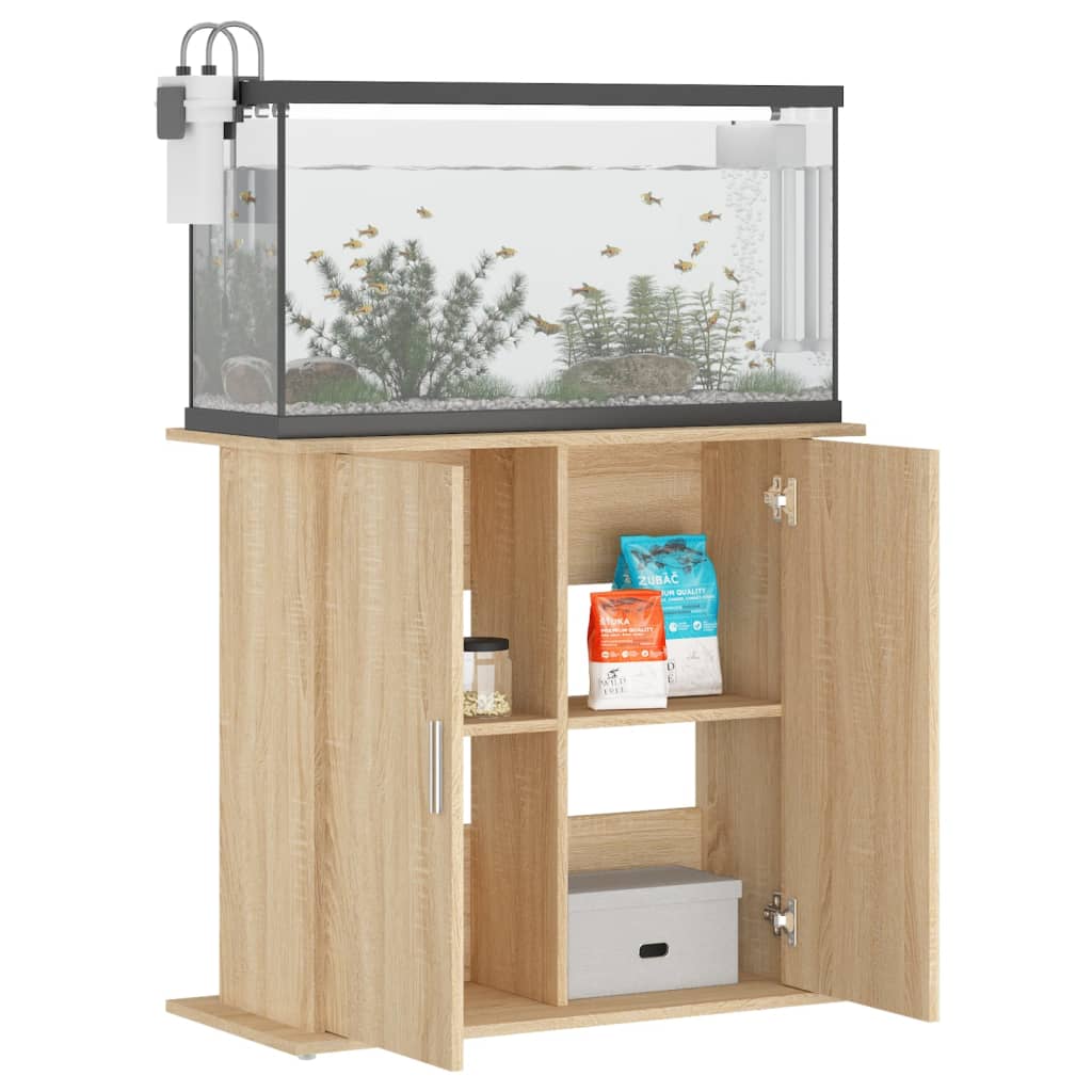 vidaXL Suport acvariu, stejar sonoma, 81x36x73 cm, lemn prelucrat vidaXL Suport acvariu, stejar sonoma, 81x36x73 cm, lemn prelucrat