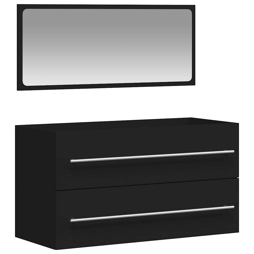 vidaXL Dulap de baie cu oglindă, negru, lemn prelucrat vidaXL Dulap de baie cu oglindă, negru, lemn prelucrat