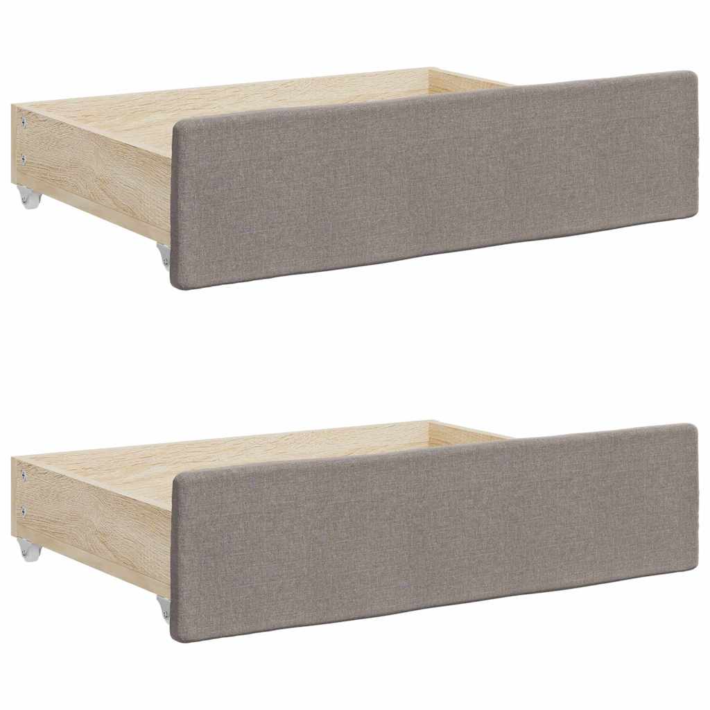 vidaXL Sertare de pat 2 buc, gri taupe, lemn prelucrat și textil vidaXL Sertare de pat 2 buc, gri taupe, lemn prelucrat și textil