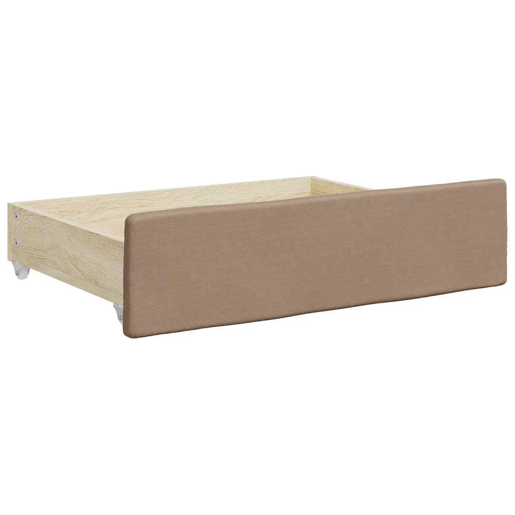 vidaXL Sertare de pat, 2 buc, capucino, lemn prelucrat/piele ecologică vidaXL Sertare de pat, 2 buc, capucino, lemn prelucrat/piele ecologică