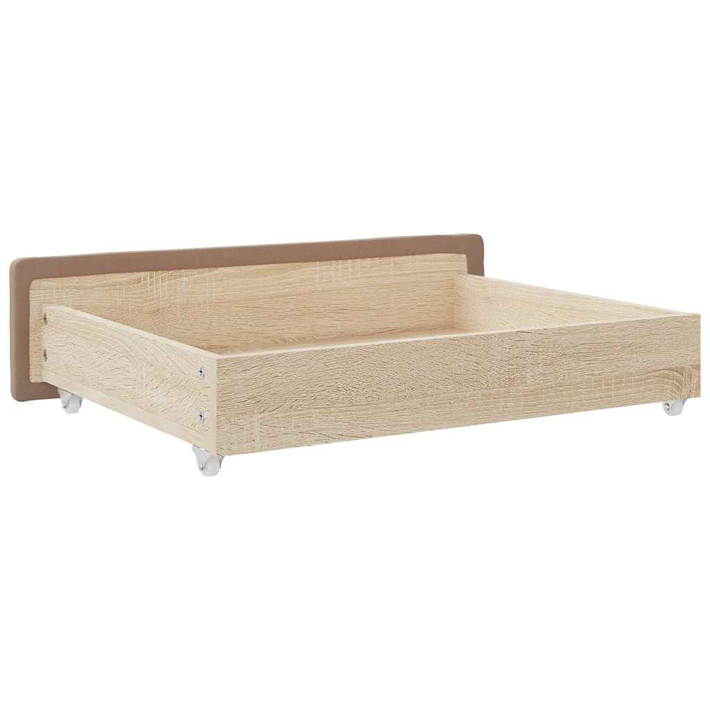 vidaXL Sertare de pat, 2 buc, capucino, lemn prelucrat/piele ecologică vidaXL Sertare de pat, 2 buc, capucino, lemn prelucrat/piele ecologică