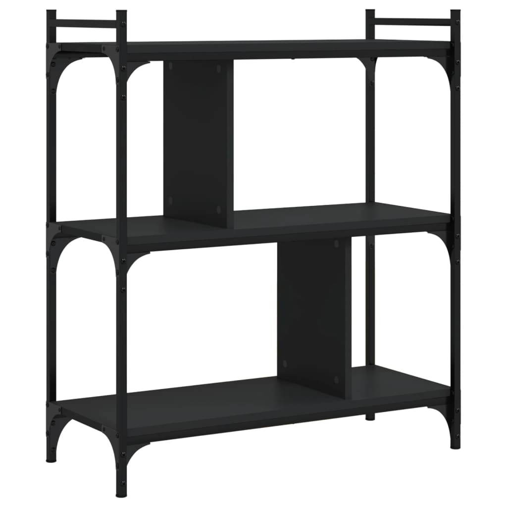 vidaXL Bibliotecă cu 3 niveluri, negru, 76x32x88 cm, lemn prelucrat vidaXL Bibliotecă cu 3 niveluri, negru, 76x32x88 cm, lemn prelucrat