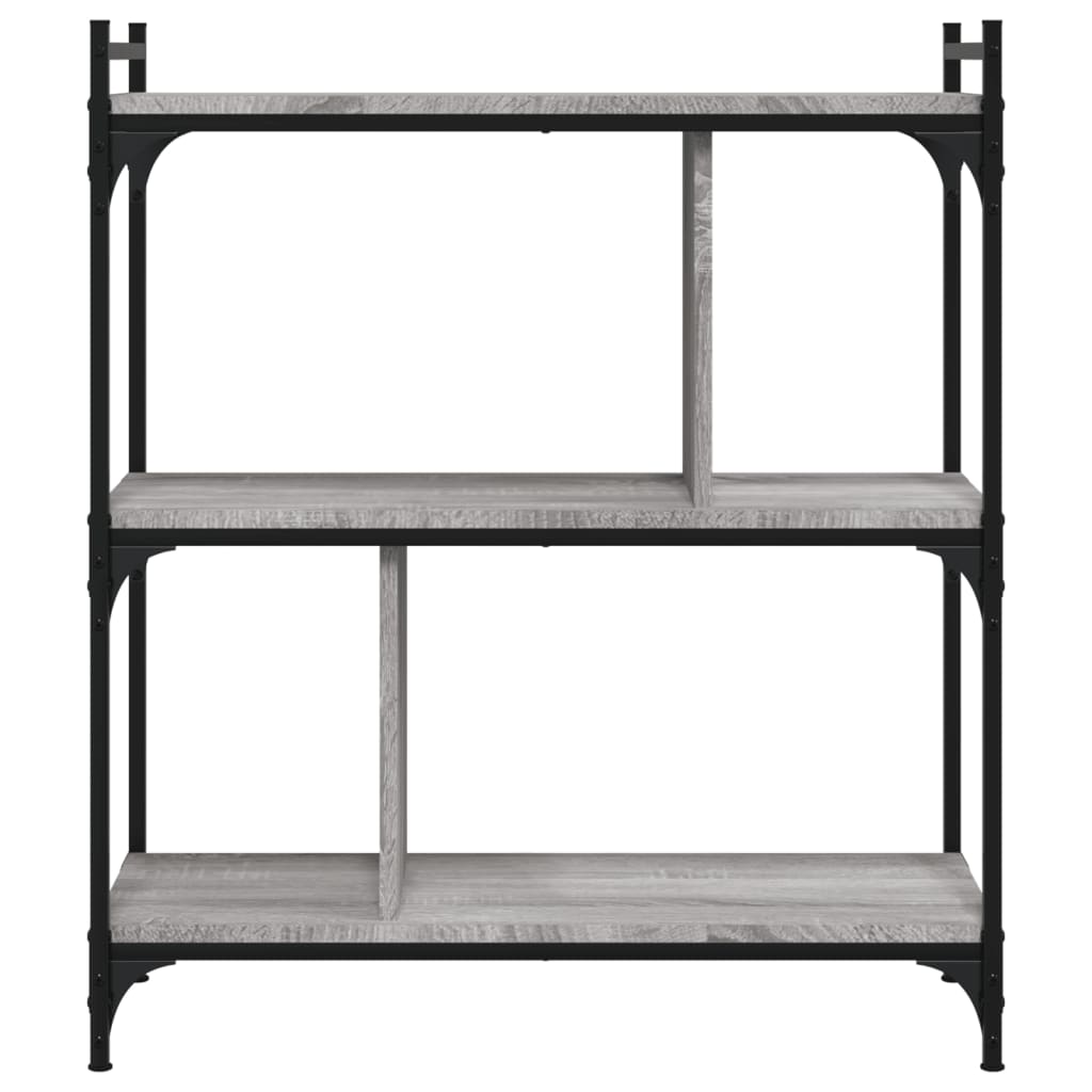 vidaXL Bibliotecă cu 3 niveluri gri sonoma 76x32x88 cm lemn compozit vidaXL Bibliotecă cu 3 niveluri gri sonoma 76x32x88 cm lemn compozit