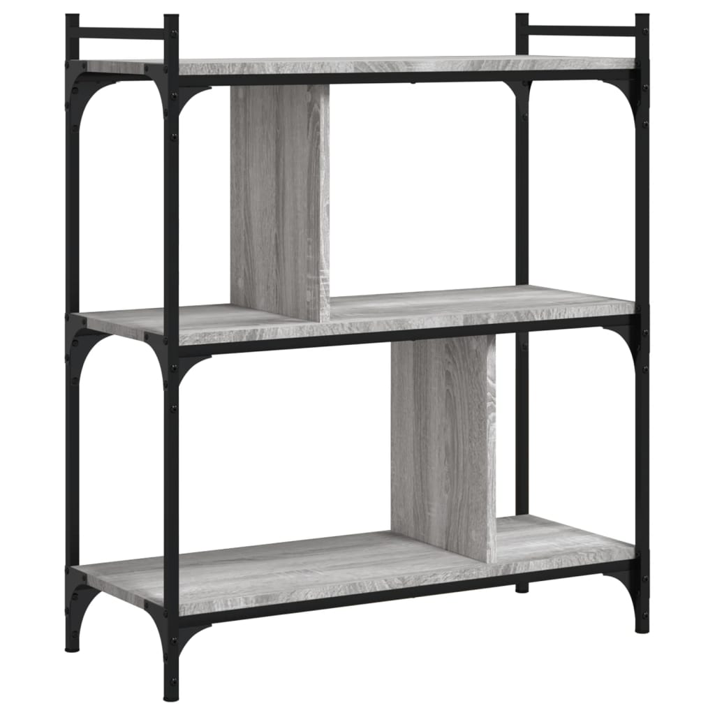 vidaXL Bibliotecă cu 3 niveluri gri sonoma 76x32x88 cm lemn compozit vidaXL Bibliotecă cu 3 niveluri gri sonoma 76x32x88 cm lemn compozit