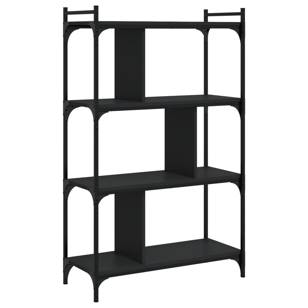 vidaXL Bibliotecă cu 4 niveluri, negru, 76x32x123 cm, lemn prelucrat vidaXL Bibliotecă cu 4 niveluri, negru, 76x32x123 cm, lemn prelucrat