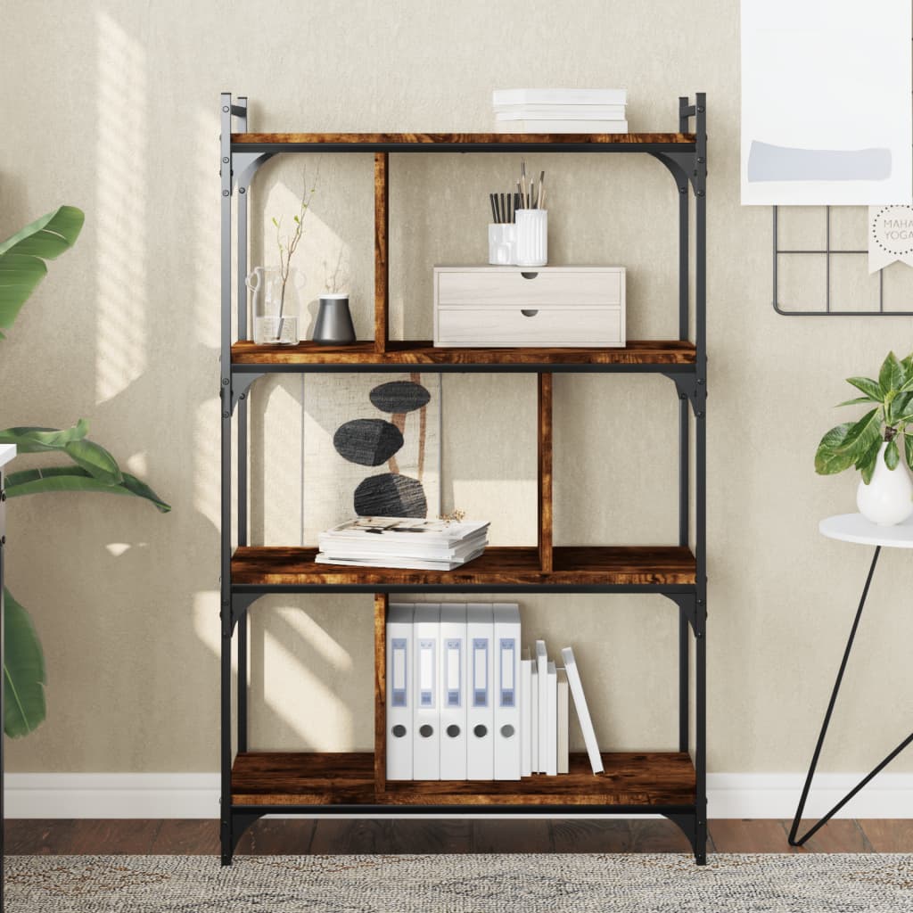 vidaXL Bibliotecă cu 4 niveluri, stejar fumuriu, 76x32x123 cm, lemn vidaXL Bibliotecă cu 4 niveluri, stejar fumuriu, 76x32x123 cm, lemn