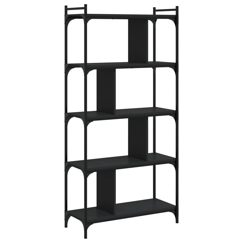 vidaXL Bibliotecă cu 5 niveluri, negru, 76x32x158 cm, lemn prelucrat vidaXL Bibliotecă cu 5 niveluri, negru, 76x32x158 cm, lemn prelucrat