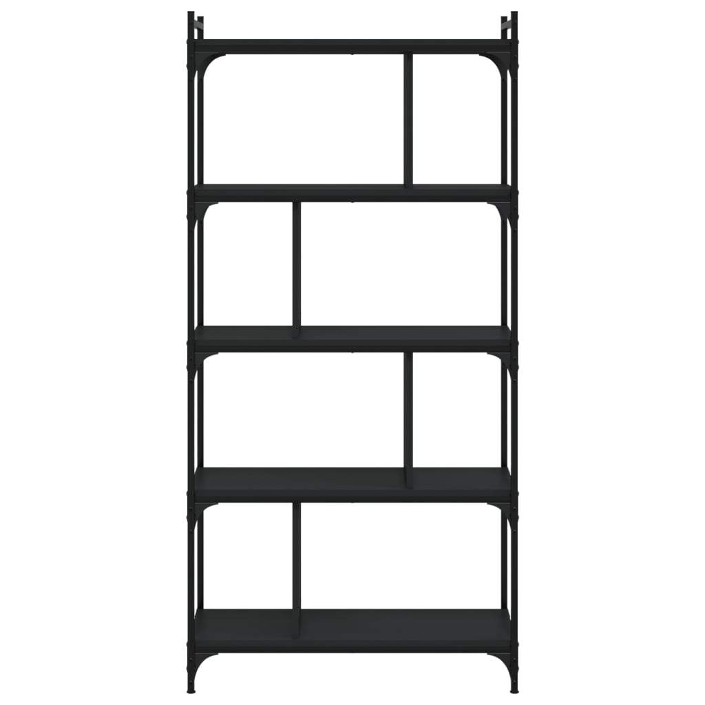 vidaXL Bibliotecă cu 5 niveluri, negru, 76x32x158 cm, lemn prelucrat vidaXL Bibliotecă cu 5 niveluri, negru, 76x32x158 cm, lemn prelucrat