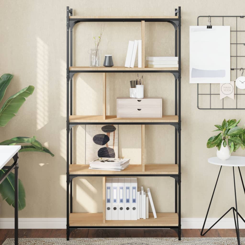 vidaXL Bibliotecă cu 5 niveluri, stejar sonoma, 76x32x158 cm, lemn vidaXL Bibliotecă cu 5 niveluri, stejar sonoma, 76x32x158 cm, lemn
