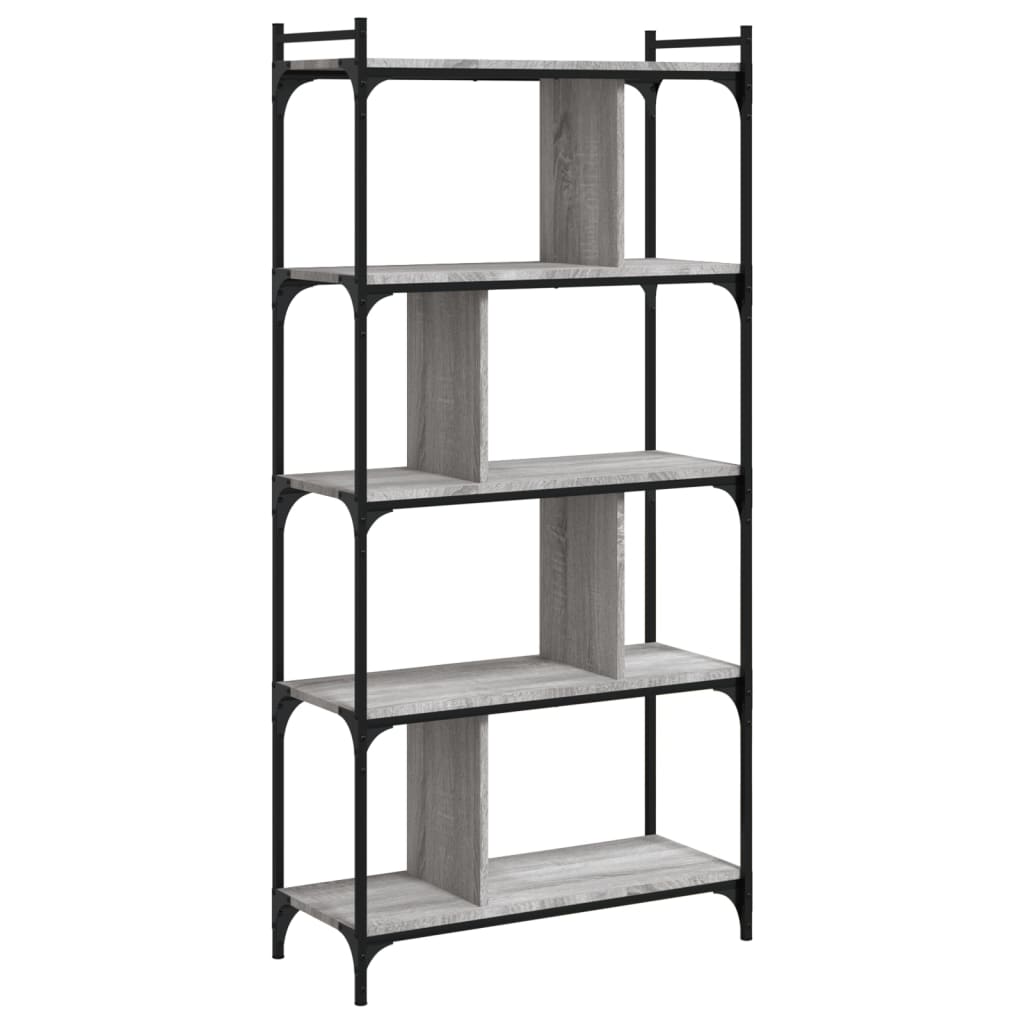 vidaXL Bibliotecă cu 5 niveluri gri sonoma 76x32x158 cm lemn compozit
