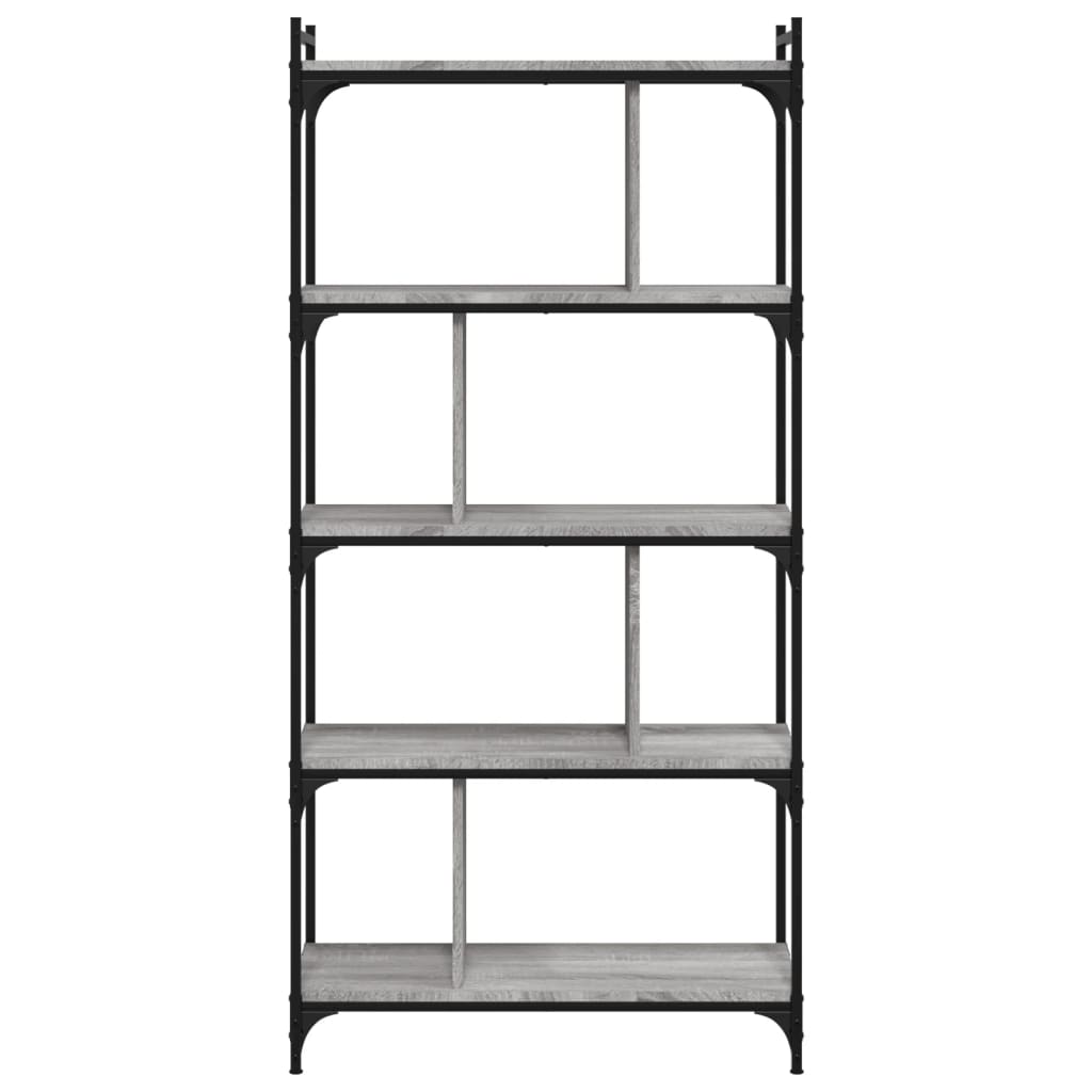 vidaXL Bibliotecă cu 5 niveluri gri sonoma 76x32x158 cm lemn compozit