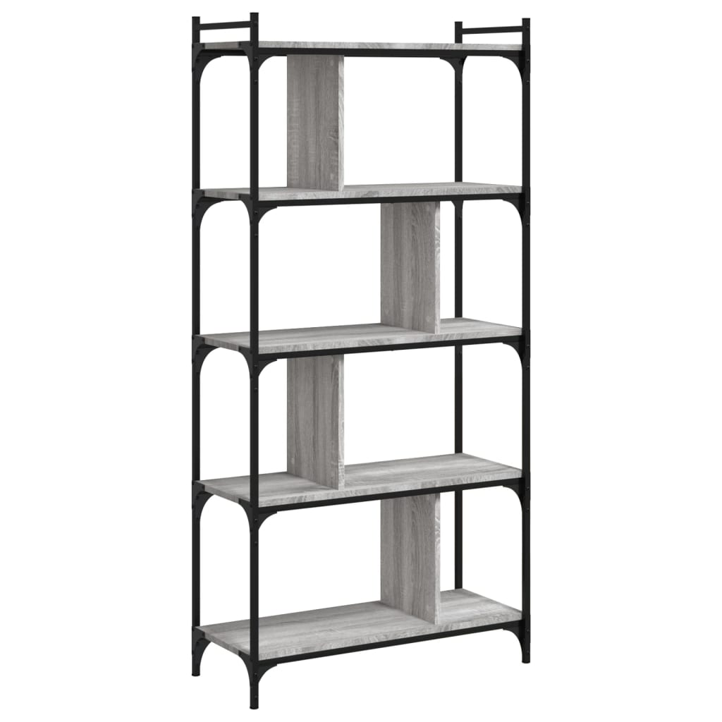vidaXL Bibliotecă cu 5 niveluri gri sonoma 76x32x158 cm lemn compozit