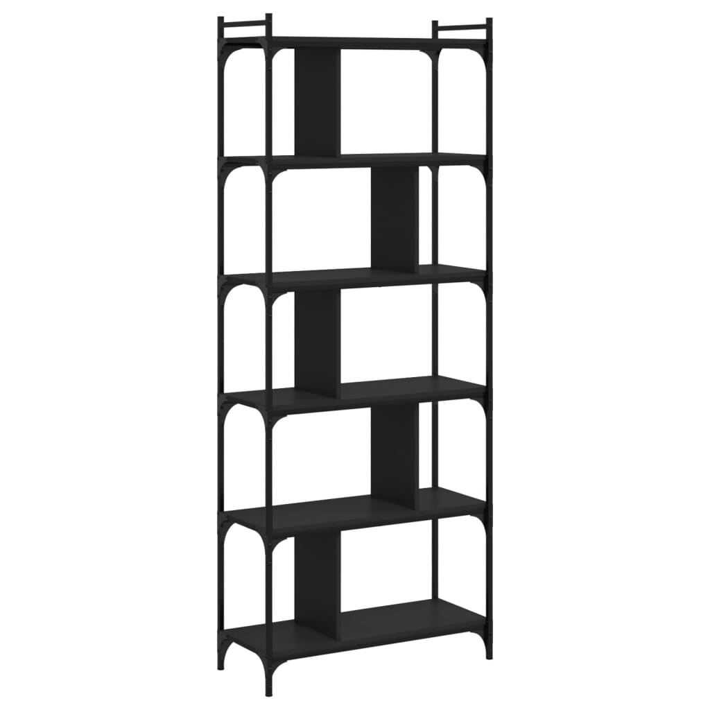 vidaXL Bibliotecă cu 6 niveluri, negru, 76x32x192 cm, lemn prelucrat vidaXL Bibliotecă cu 6 niveluri, negru, 76x32x192 cm, lemn prelucrat