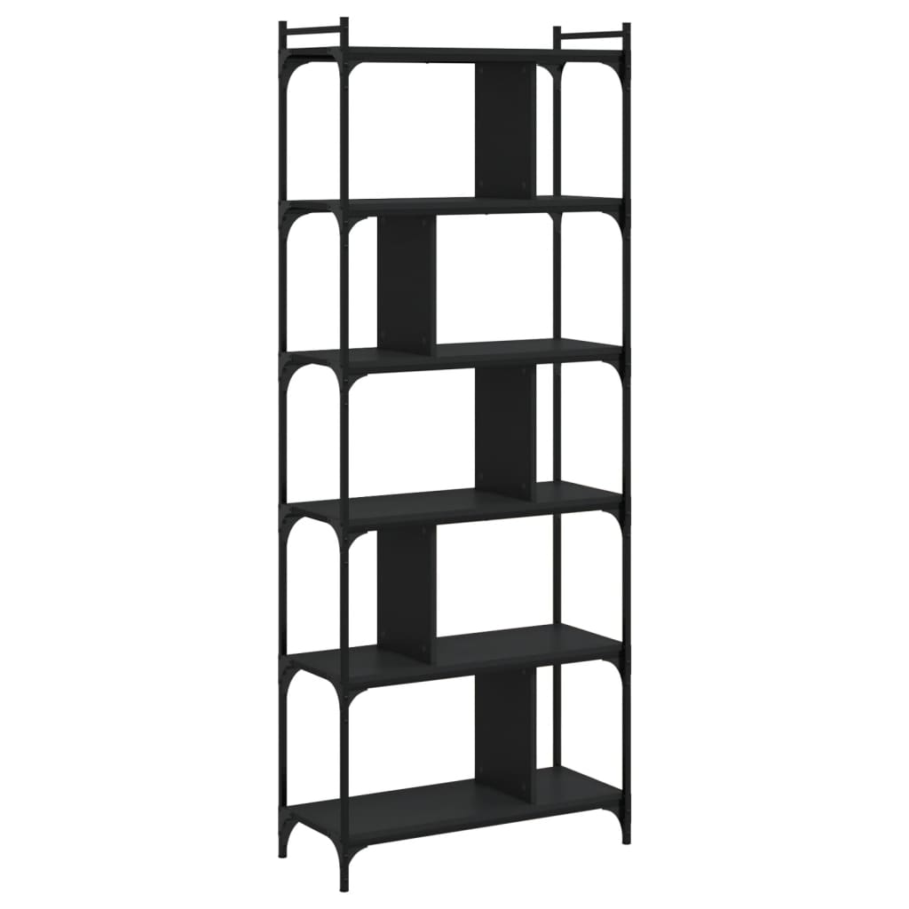 vidaXL Bibliotecă cu 6 niveluri, negru, 76x32x192 cm, lemn prelucrat vidaXL Bibliotecă cu 6 niveluri, negru, 76x32x192 cm, lemn prelucrat