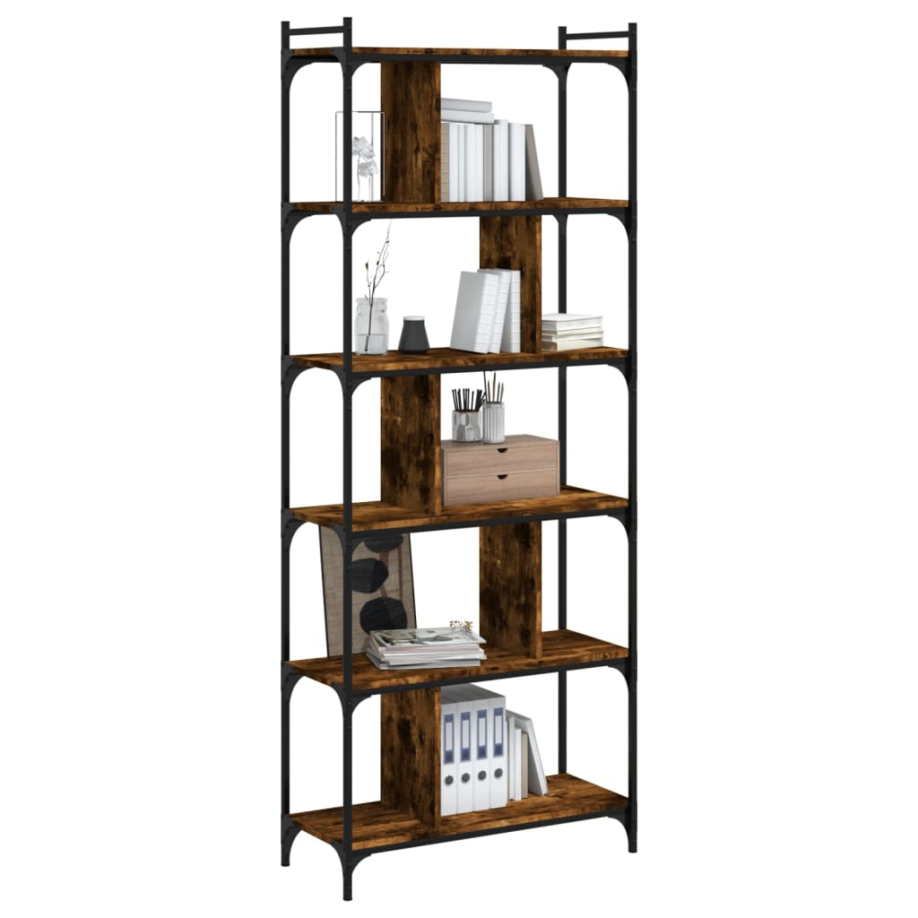 vidaXL Bibliotecă cu 6 niveluri, stejar fumuriu, 76x32x192 cm, lemn