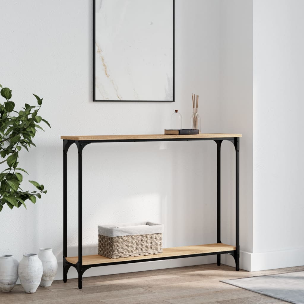 vidaXL Măsuță consolă, stejar sonoma, 100x22,5x75 cm, lemn prelucrat vidaXL Măsuță consolă, stejar sonoma, 100x22,5x75 cm, lemn prelucrat