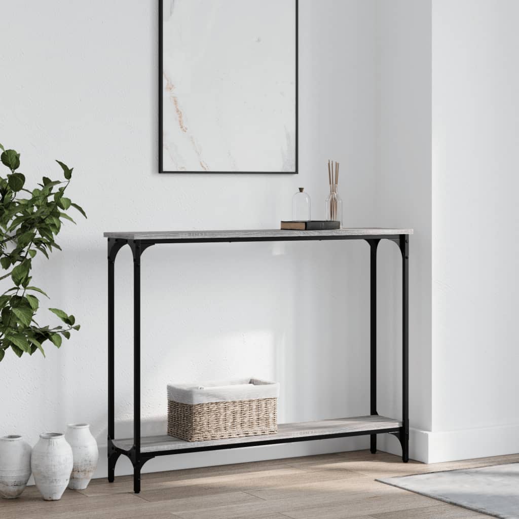 vidaXL Măsuță consolă, gri sonoma, 100x22,5x75 cm, lemn prelucrat vidaXL Măsuță consolă, gri sonoma, 100x22,5x75 cm, lemn prelucrat