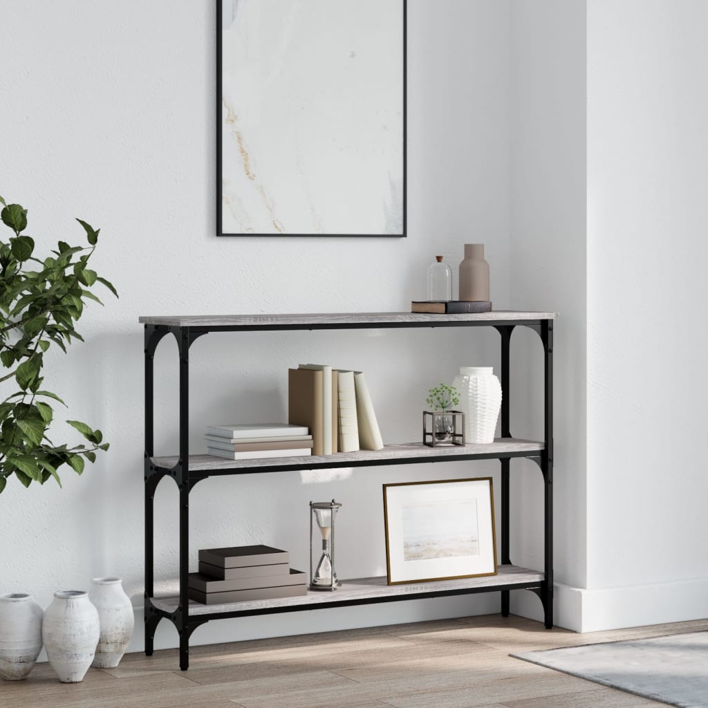 vidaXL Măsuță consolă, gri sonoma, 100x22,5x75 cm, lemn prelucrat vidaXL Măsuță consolă, gri sonoma, 100x22,5x75 cm, lemn prelucrat