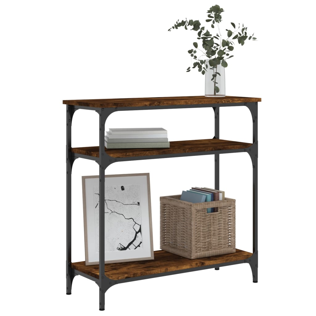 vidaXL Măsuță consolă, stejar fumuriu, 75x29x75 cm, lemn prelucrat vidaXL Măsuță consolă, stejar fumuriu, 75x29x75 cm, lemn prelucrat